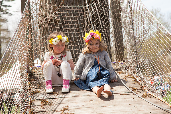 Girls wearing flower crowns during May Day Celebration